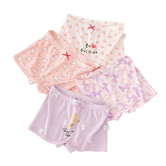 Toddler Underwear Girls 3t Cute Prints Seamless Edges Sleepwear Underwear Little Girls' Briefs Baby Undies Pack of 4 Light Pink L