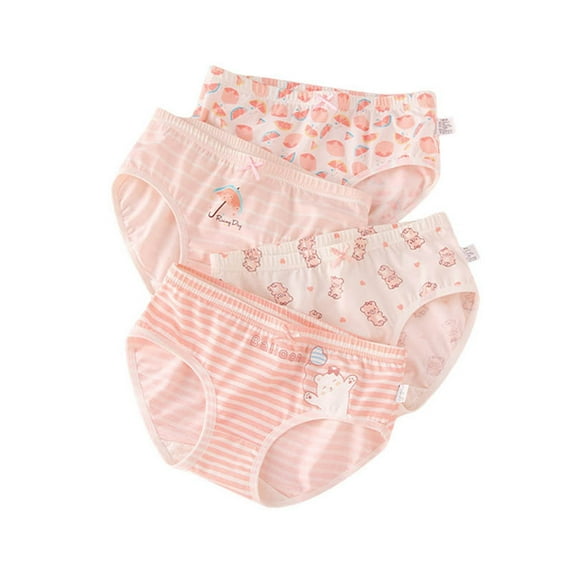 shoper Toddler Girls'Cute Underwear 4pc - Cartoon Printed Comfortable Fit for Kids Light Purple L
