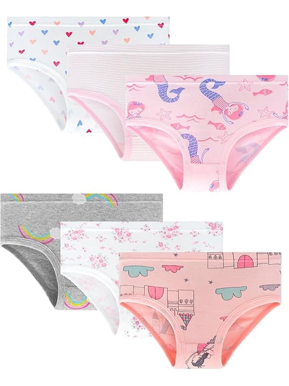 Toddler Underwear Girls Panties Kids Briefs Comfortable Cotton Soft Cute Pattern 6 Pack for 2-8 Years