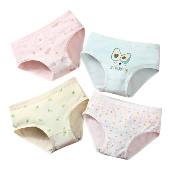 Toddler Underwear Girls Size 3-4 Years Kids Children Under Cute Print 4Pcs Adorable Colorful Lightweight Delicate Green Panty