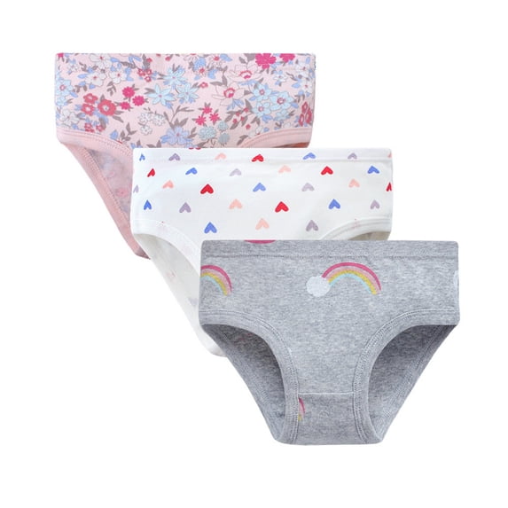 Toddler Underwear Girls Size 4-5 Years Kids Children Cute Print Shorts Trunks 3Pcs Adorable Colorful Lightweight Delicate White Panties
