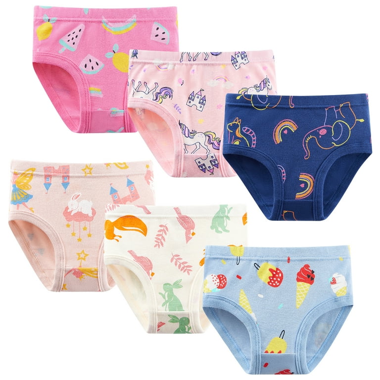 6 Packs Toddler Girls Underwear ,Girls Cotton Panties Size 2T 3T 4T 5T 6T 7T