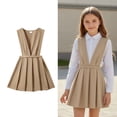thumbnail image 1 of Toddler Uniform Dresses for Girls Sleeveless V-Neck Jumper Dress Pleated Skirt Summer Khaki Uniform Dresses Cute Clothes for Girls 2-3 Years, 1 of 5