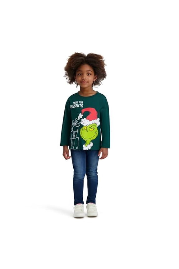 Toddler Unisex Grinch Christmas Long Sleeve T-Shirt, Green, 18M