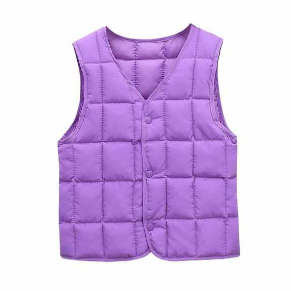 Toddler Unisex Jackets and Winter Baby Boys Girls Baby Button Cardigan Vest Down Cotton Vest Inside and Outside Wear New Fall Jackets Winter Outerwear Purples 4-5T