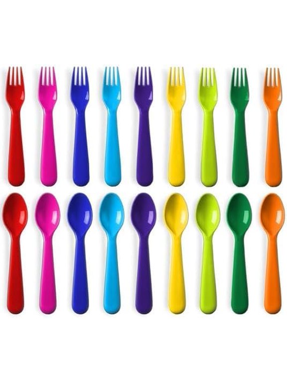 Toddler Utensils Set of 18 Plastic Kids Utensils Forks and Spoons - BPA FREE/Dishwasher Safe Toddler Flatware Set Brightly Colored Children's Safe Silverewre Cutlery Set