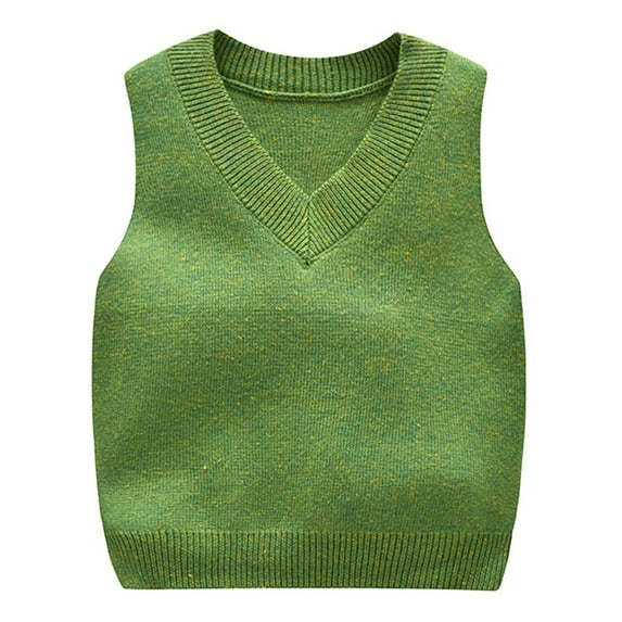 Toddler V Neck Knitted Cotton Sleeveless Sweater Vest Solid Color Breathable Comfort Pullover Vest  for Infant Kids Boys Girls