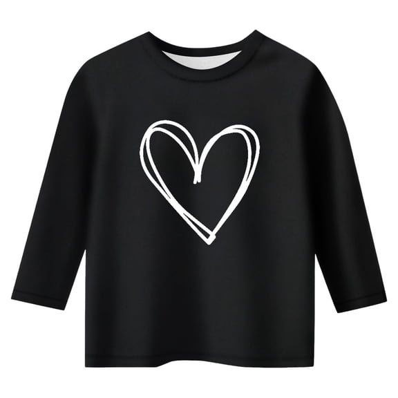 Toddler Valentine Day Shirts for Girls Three Quarter Sleeve Graphic Tops Crewneck Casual Pullover Girl Shirts Size 3-4 Years