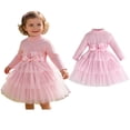 thumbnail image 1 of Toddler Valentine Dresses for Girls Long Sleeve Tiered Tulle Dresses with Bow Girls Spring Outfits Dress for Girls 2-3 Years, 1 of 9