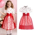 thumbnail image 1 of Toddler Valentine Dresses for Girls Puff Sleeve Heart Print Tutu Dress Girls Tulle Dresses Spring Dresses Girls Party Dresses Size 2-3 Years, 1 of 9