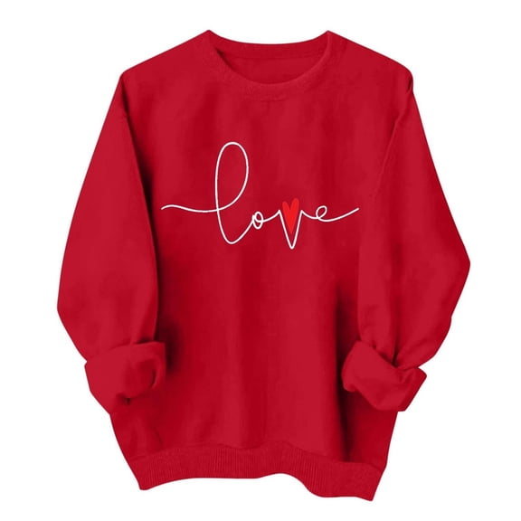 Toddler Valentine's Day Outfit Pullovers Heart Letter Print Shirt Sweatshirt Valentine Girls Clothes Sweatshirts For Girls Red 3 Y-4 Y