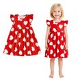 thumbnail image 1 of Toddler Valentines Dress for Girls Heart Print Ruffle Sleeve Swing A-Line Casual Sundress Spring Dresses Girl Party Dress 2-3 Years, 1 of 4