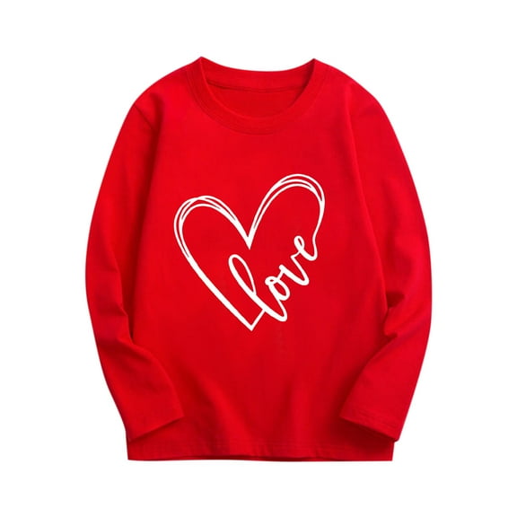 Toddler Valentines Shirt for Boys Girls Cute Letter Print Long Sleeve Top Crewneck Sweatshirt Casual Spring Clothes
