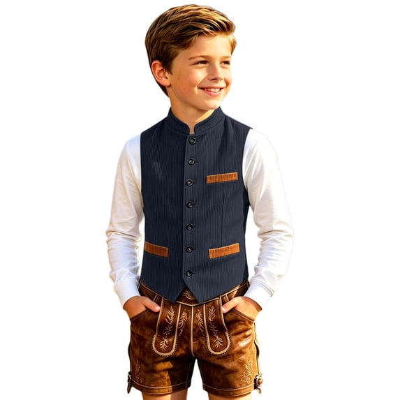 Toddler Vest Jackets For Kids Boys Button Ribbed Corduroy Casual Sleeveless Windproof Coat Outwear Clothes Size 2-3T
