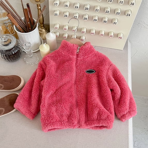 Toddler Warm Jacket Cute Printed Solid Long Sleeve Boy Baby Clothes for Little Girl 2-3 Years