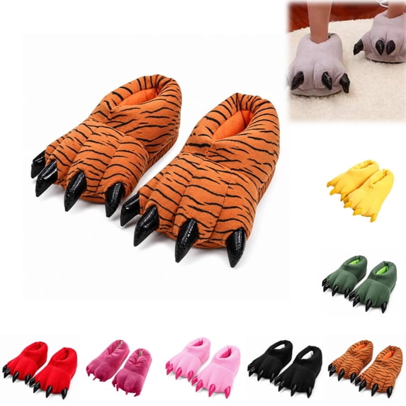 Toddler Warm Monster Claw Plush Slippers Kids Boys Girls Non Slip Indoor Slip On Home Shoes Halloween Party Footwear