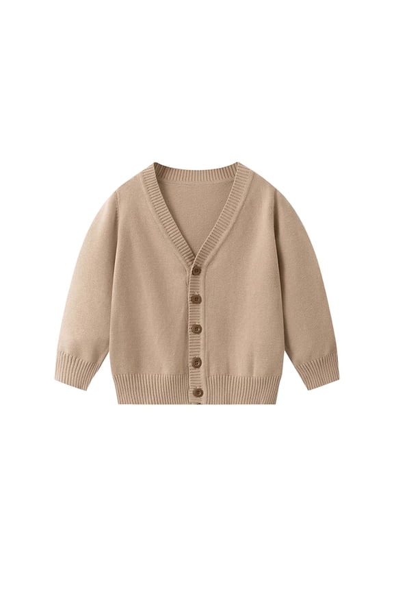 Toddler Warm Sweater Cardigan 5t Girls Fall Soft Sweater Winter Open Front Knit Cardigan School Uniform Khaki, 4-5 Y