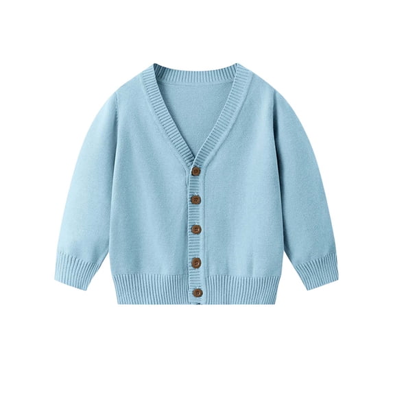 Toddler Warm Sweater Cardigan 5t Girls Fall Soft Sweater Winter Open Front Knit Cardigan School Uniform Light Blue, 5-6 Y