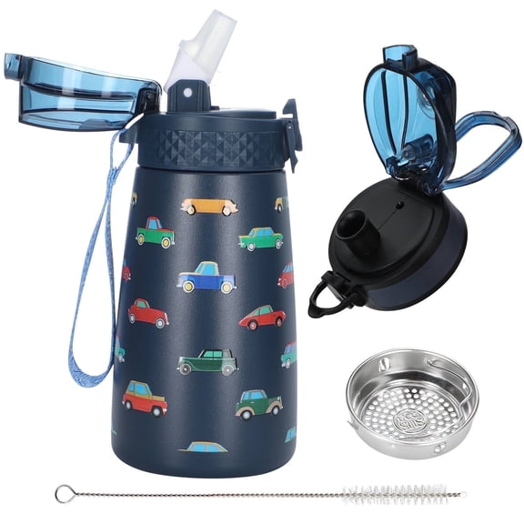 Oldley Insulated 12 oz Blue Stainless Steel Water Bottle with Straw Lid