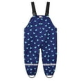 thumbnail image 1 of Toddler Waterproof Jumpsuits Girls Heart Rainwear Adjustable Strap Overalls Outdoor Printed Unisex Casual Jumpsuit, Dark Blue, 5 Years, 1 of 7