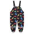 thumbnail image 1 of Toddler Waterproof Jumpsuits Girls Rainwear Adjustable Strap Overalls Outdoor Dinosaur Unisex Casual Jumpsuit, Black, 2 Years, 1 of 6