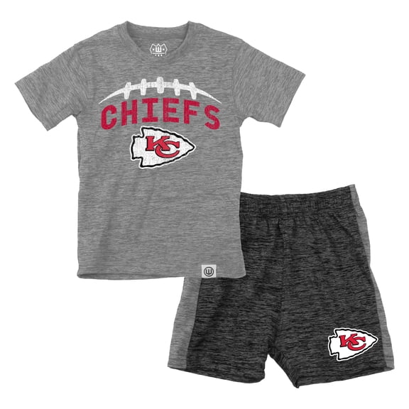 Toddler Wes & Willy Gray/Charcoal Kansas City Chiefs T-Shirt & Contrasting Shorts Set