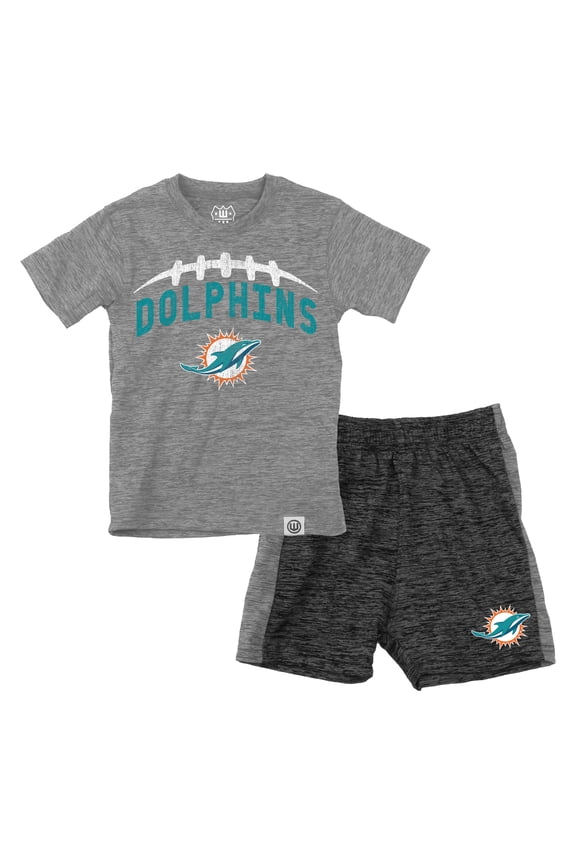 Toddler Wes & Willy Gray Miami Dolphins T-Shirt & Contrasting Shorts Set