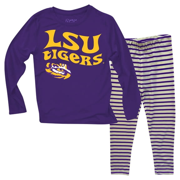 Toddler Wes & Willy  LSU Tigers Long Sleeve Top and Striped Tri-Blend Leggings Set