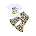 thumbnail image 1 of Toddler Western Baby Girl Outfit Ruffle Tunic Top Cow Print Flare Bell Bottom Pants Set Western Cowgirl Clothes, 1 of 8