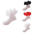 thumbnail image 1 of Toddler White Lace Socks with Ripple and Ruffle, Cute Frilly Princess Crew Socks for Girls, Breathable Soft Ankle Socks, Casual Comfy Dress Socks for Toddlers, 1 of 3