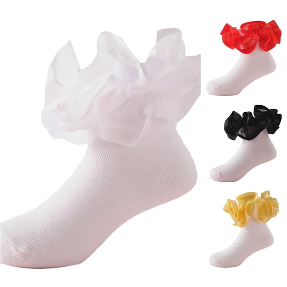 Toddler White Socks Floor Socks Lace Socks with Ripple and Ruffle Socks for Toddler Girls Fix Socks 4-6 Years