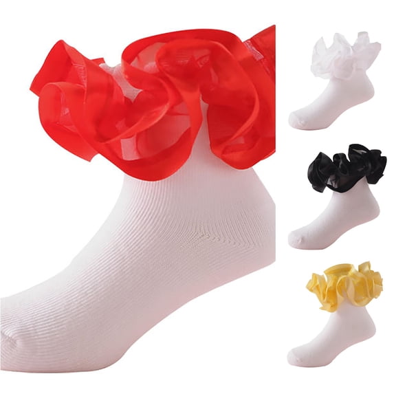 Toddler White Socks Floor Socks Lace Socks with Ripple and Ruffle Socks for Toddler Girls Fix Socks 6-8 Years