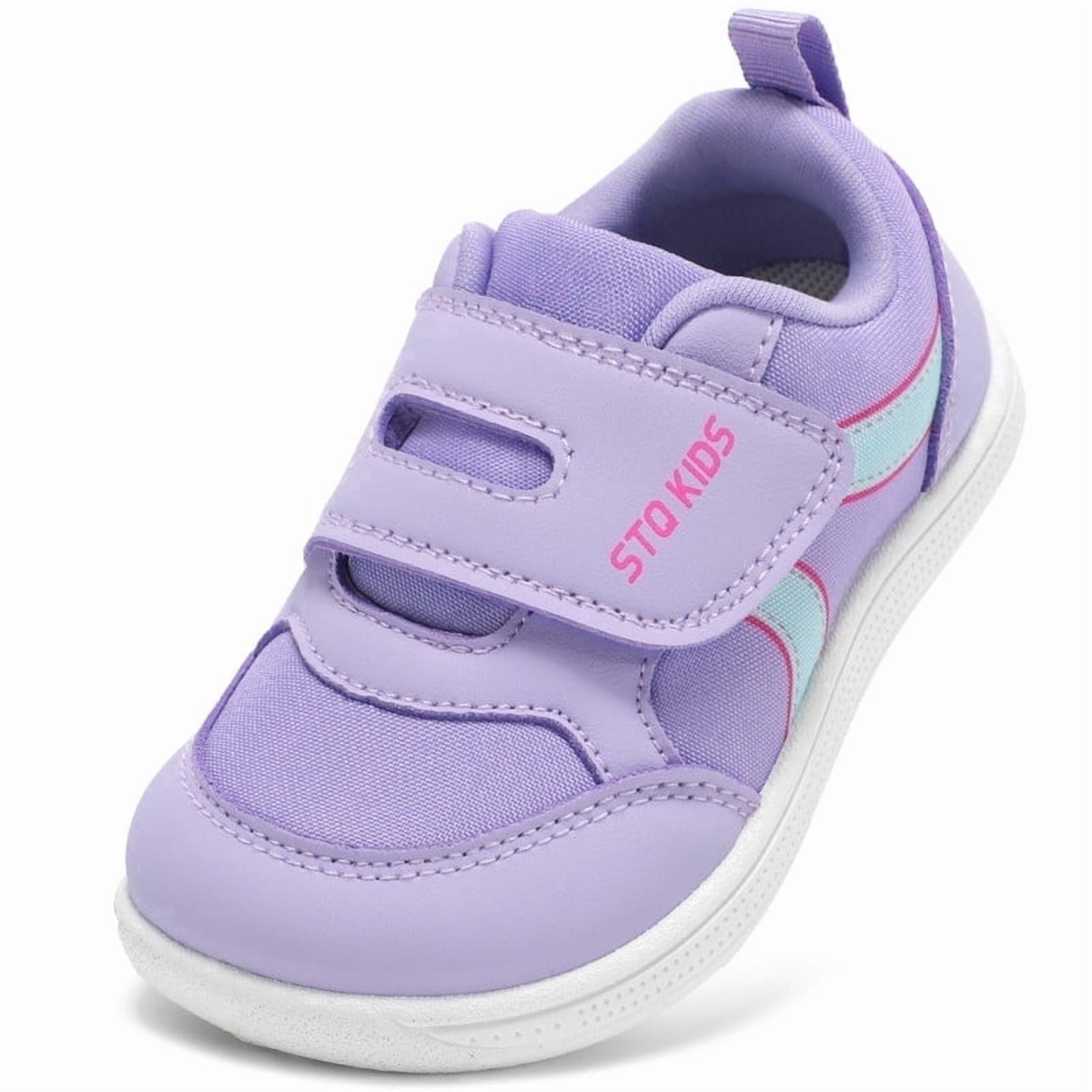 Toddler Wide Toe Barefoot Shoes Sneakers Kids Tennis Shoes Preschool Non Slip Lightweight Comfortable First Walking Running Light Purple Toddler Size 7