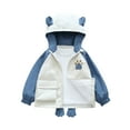 thumbnail image 1 of Toddler Windbreaker Jacket Boys Girls Cute Cartoon Animal Design Zip Up Hooded Coat Waterproof Lightwieght Outwear (110 2 Years, Blue), 1 of 4
