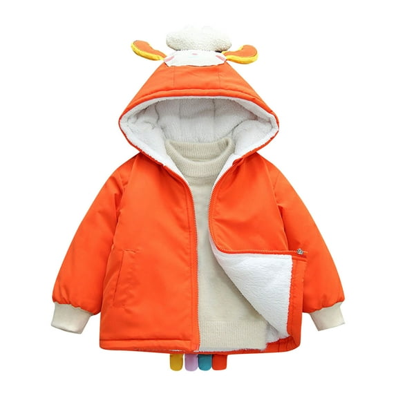 Toddler Windbreaker Jacket Boys Girls Cute Cartoon Animal Design Zip Up Hooded Coat Waterproof Lightwieght Outwear (130 6 Years, Orange)