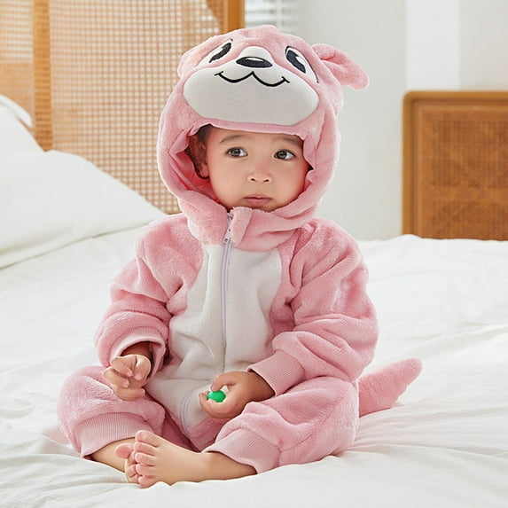 Toddler Winter Baby Romper Baby Boys Hoodie Jumpsuit Soft Baby Long Sleeve Romper Clothes for Toddler Girls Boys 1-2 Years