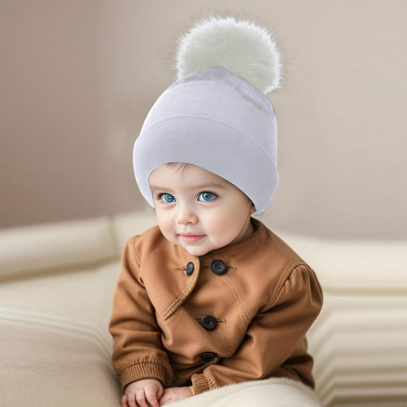 Toddler Winter Beanie Kids Soft Warm Knit Hood Hat for Cold Weather Baby Boys Girls Winter Knit Hat 1-2 Years