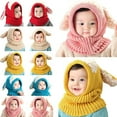 thumbnail image 1 of Toddler Winter Beanie Warm Hat Hooded Scarf Earflap Knitted Baby Toddler Cap for 1-7T Girls Boys, 1 of 6