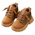 thumbnail image 1 of Toddler Winter Boots Boys Girls Lace up NonSlip Lug Sole Ankle Booties Waterproof Leather Little Kid Short Boots, 1 of 4