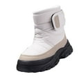 thumbnail image 1 of Toddler Winter Boots Girls Warm Snow Boots Mid Calf Outdoor Combat Boots for Kids with Lace Up, White, 1 of 2
