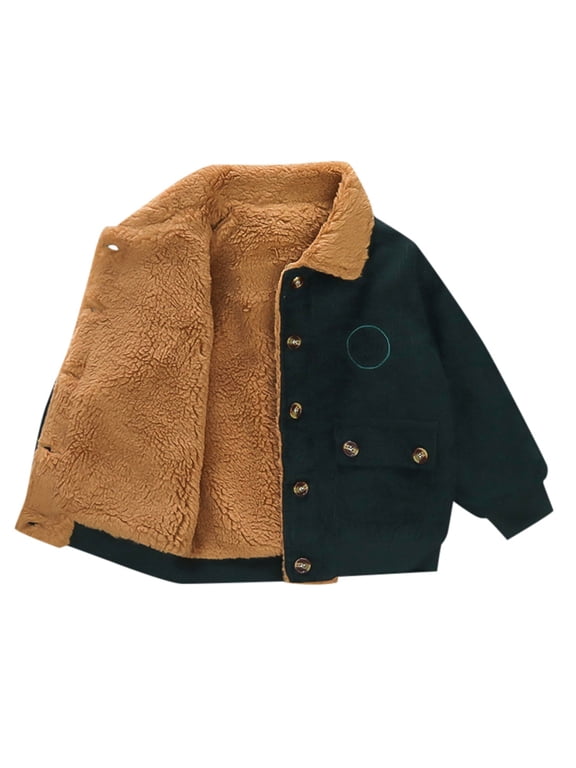 Toddler Winter Coat 3t Cartoon Print Toddler Boy Clothes Oversize Leisure Boys Jackets Size 14-16 with Pocket Green,5-6 Years