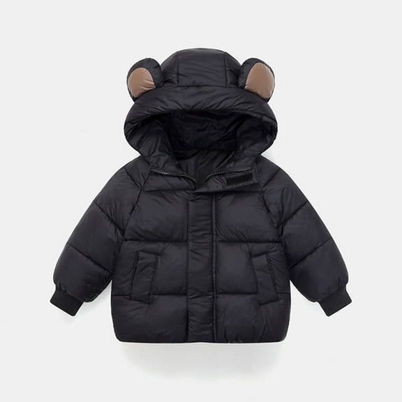 Toddler Winter Coat Adorable Bear Hooded Jacket Lightweight Puffer Padded Jacket Toddler Boy Jacket 18-24 Months