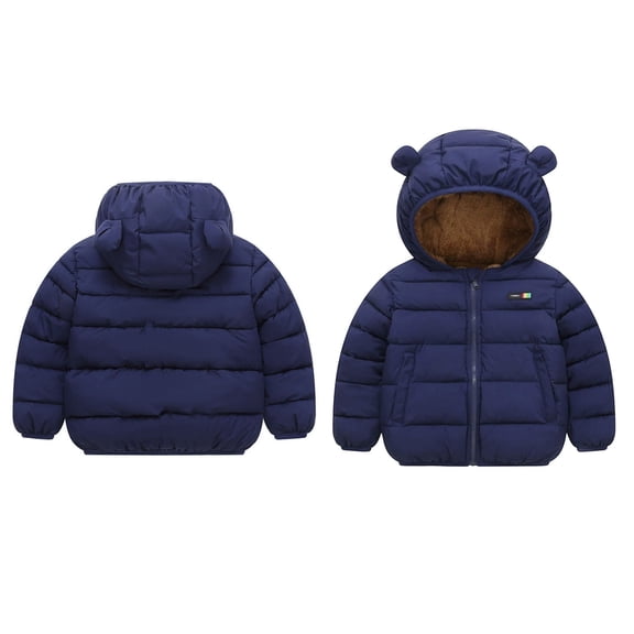 Toddler Winter Coat,Baby Boys Puffer Coat Baby Hoodie with Bear Ear Windproof Down Jacket for Baby Toddler Winter Fleece Coat Newborn Baby Boy Clothes