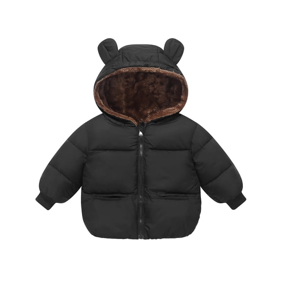 Toddler Winter Coat Baby Boys Puffer Coat Baby Hoodie with Bear Ear Thicken Windproof Zipper Warm Outwear Baby Girl Jacket 12-18 Months