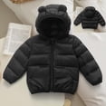 thumbnail image 1 of Winter Coat Toddler Puffer Coat Black Bear Ear Cute Jackets Lightweight Puffer Jacket for Kids Baby Boys Baby Girl Jacket Warm Thick Clothes 2T, 1 of 4