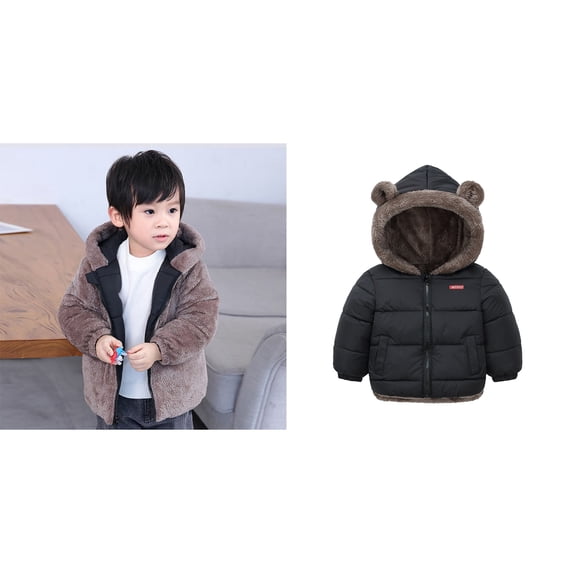 Baby Boys Girls Winter Coat,Little Boys Girls Puffer Coat Baby Hoodie with Bear Ear Thicken Windproof Zipper Warm Outwear for Baby Toddler Baby Girl Jacket Toddler Winter Clothes