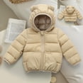 thumbnail image 1 of Toddler Winter Coat Baby Girls Puffer Coat Cute Khaki Bear Ear Hooded Jackets with Pockets Windproof Down Jacket for Kids Baby Fall Outfits for Girls Baby Boy Clothes 2T, 1 of 4