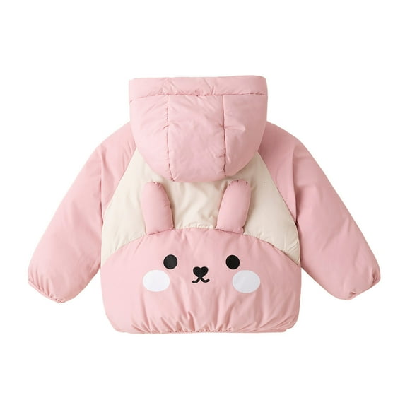 Toddler Winter Coat Boys Girls Zipper Hooded Puffer Jacket Cartoon Printed Thick Warm Windproof Outwear Long Sleeve Comfort Snowsuit