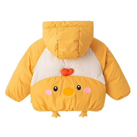 Toddler Winter Coat Boys Girls Zipper Hooded Puffer Jacket Cartoon Printed Thick Warm Windproof Outwear Long Sleeve Comfort Snowsuit