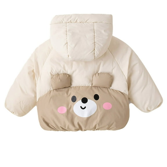 Toddler Winter Coat Boys Girls Zipper Hooded Puffer Jacket Cartoon Printed Thick Warm Windproof Outwear Long Sleeve Comfort Snowsuit